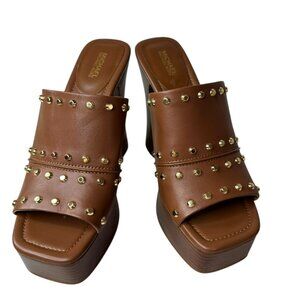 Michael Kors Studded Platform Sandals Women’s Size 9 –Leather Block Heel. NWOT